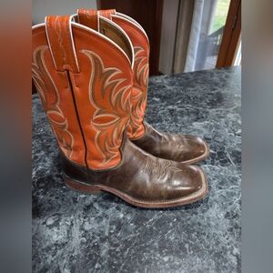 Tony Lama Brown and Orange Western Boots